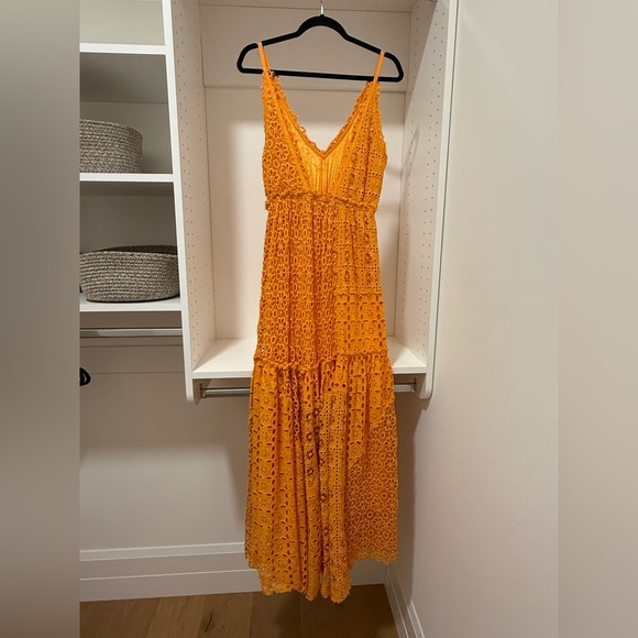 Elegant Orange Lace Maxi Dress - Picture 7 of 11